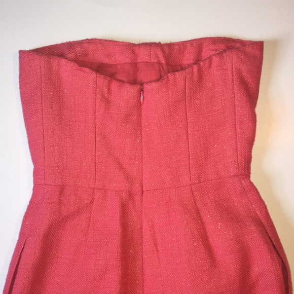 J.Crew Coral & Gold Strapless Dress - Picture 5 of 11